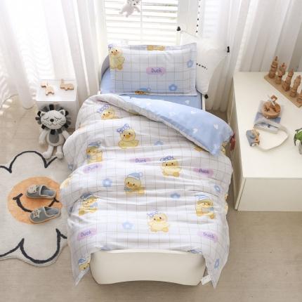 91家纺网 家纺一手货源 找家纺 绵庭家纺 2022新款幼儿园全棉多件套 快乐小鸭