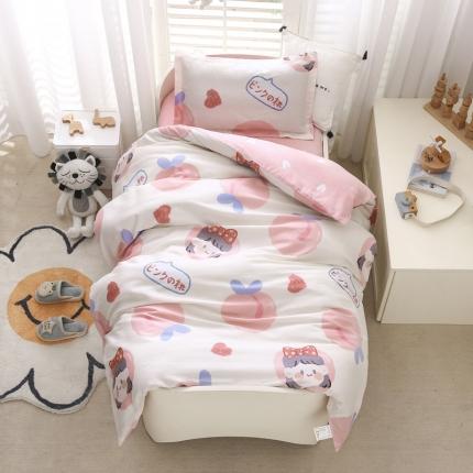 91家纺网 家纺一手货源 找家纺 绵庭家纺 2022新款幼儿园全棉多件套 蜜桃女孩