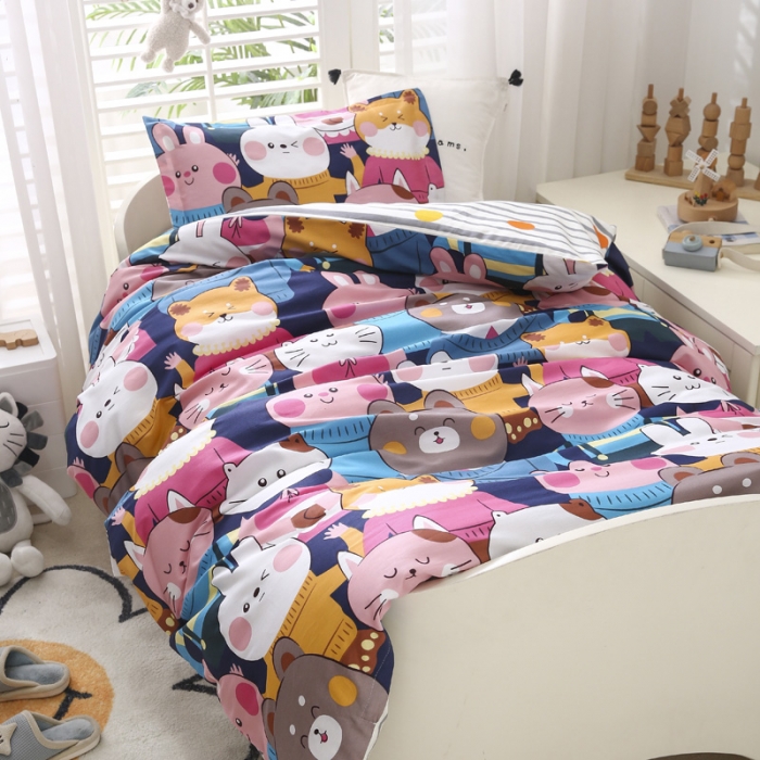 91家纺网 家纺一手货源 找家纺 绵庭家纺 2022新款幼儿园全棉多件套 动物家族
