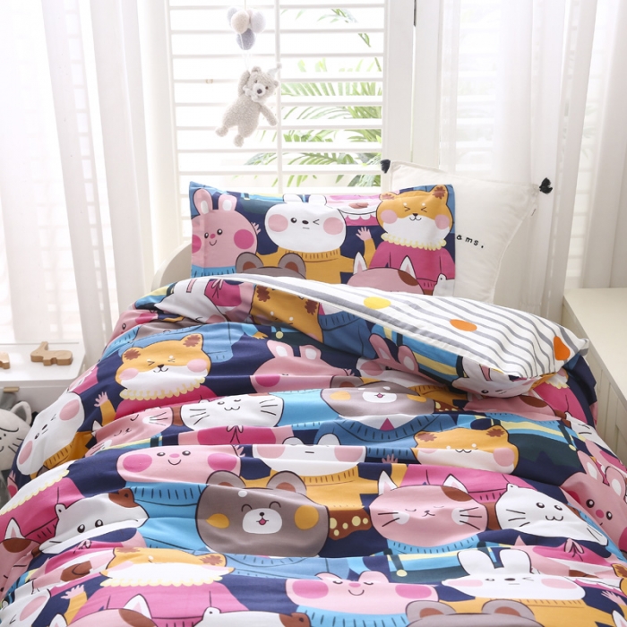 91家纺网 家纺一手货源 找家纺 绵庭家纺 2022新款幼儿园全棉多件套 动物家族