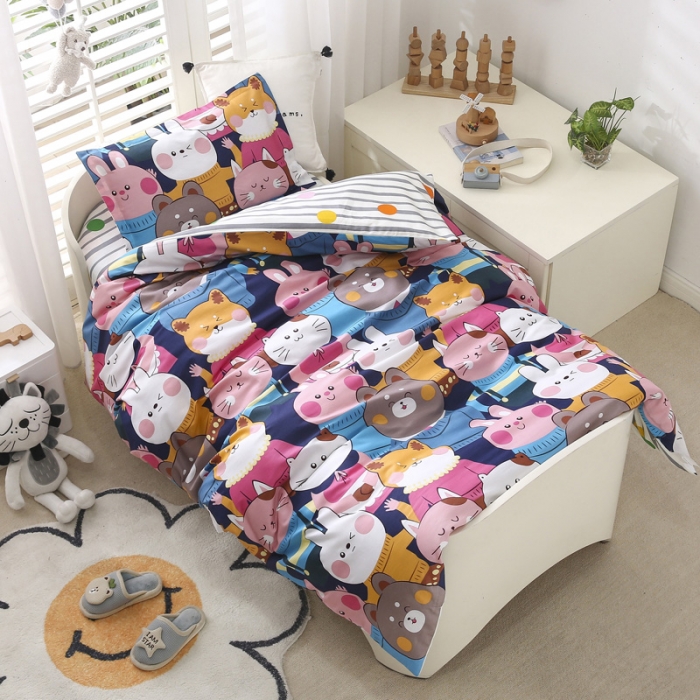 91家纺网 家纺一手货源 找家纺 绵庭家纺 2022新款幼儿园全棉多件套 动物家族