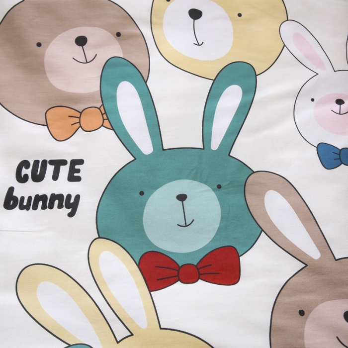 91家纺网 家纺一手货源 找家纺 绵庭家纺 2022新款幼儿园全棉多件套 多彩小兔