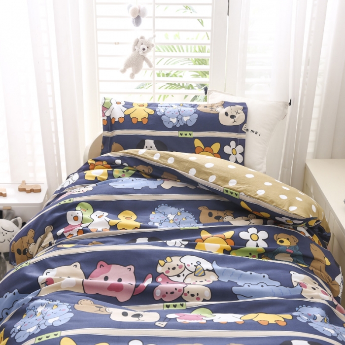 91家纺网 家纺一手货源 找家纺 绵庭家纺 2022新款幼儿园全棉多件套 欢乐派对