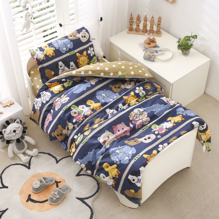 91家纺网 家纺一手货源 找家纺 绵庭家纺 2022新款幼儿园全棉多件套 欢乐派对