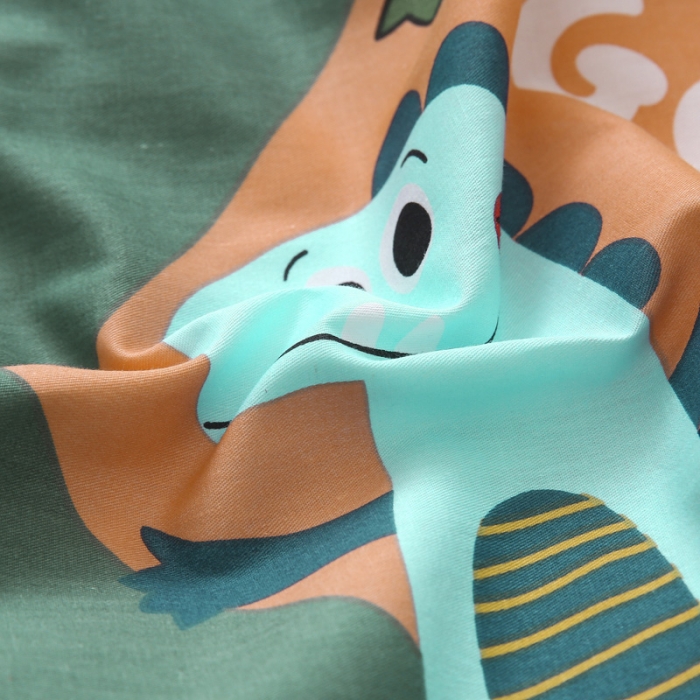 91家纺网 家纺一手货源 找家纺 绵庭家纺 2022新款幼儿园全棉多件套 恐龙家族-绿