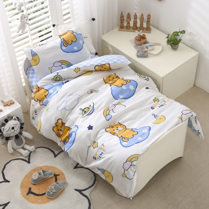 91家纺网 家纺一手货源 找家纺 绵庭家纺 2022新款幼儿园全棉多件套 快乐虎