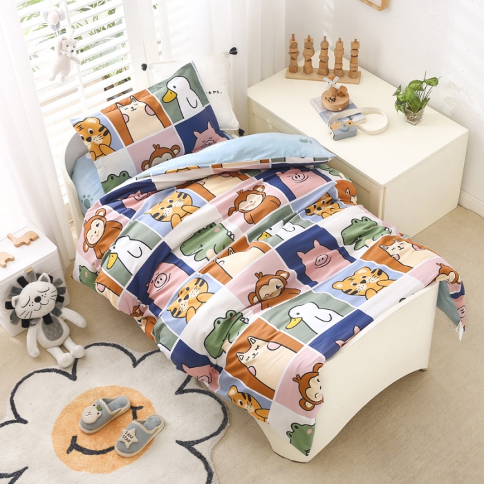 91家纺网 家纺一手货源 找家纺 绵庭家纺 2022新款幼儿园全棉多件套 萌宠乐园