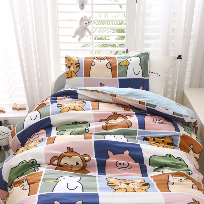 91家纺网 家纺一手货源 找家纺 绵庭家纺 2022新款幼儿园全棉多件套 萌宠乐园