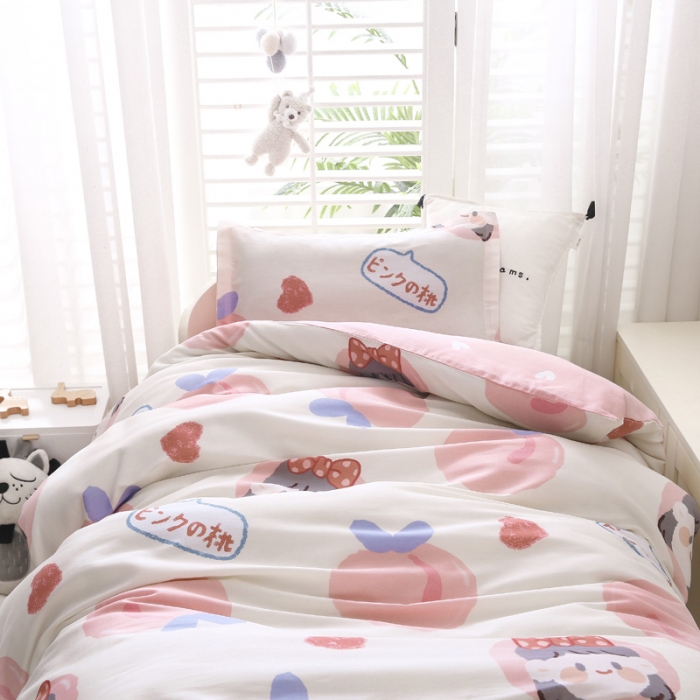 91家纺网 家纺一手货源 找家纺 绵庭家纺 2022新款幼儿园全棉多件套 蜜桃女孩