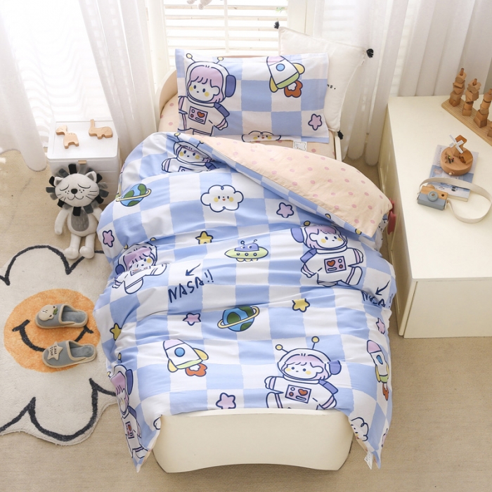 91家纺网 家纺一手货源 找家纺 绵庭家纺 2022新款幼儿园全棉多件套 太空女孩