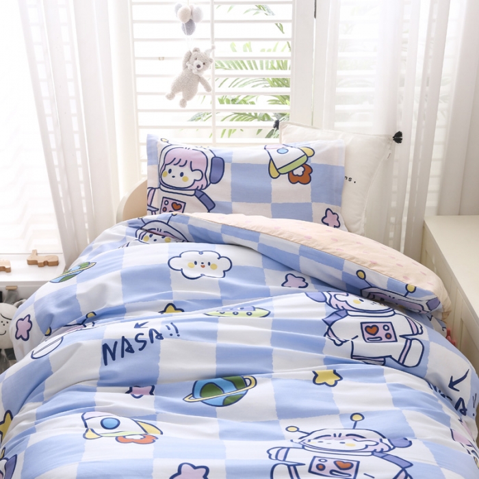 91家纺网 家纺一手货源 找家纺 绵庭家纺 2022新款幼儿园全棉多件套 太空女孩