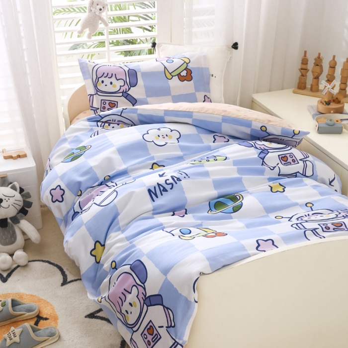 91家纺网 家纺一手货源 找家纺 绵庭家纺 2022新款幼儿园全棉多件套 太空女孩