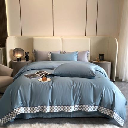 91家纺网 家纺一手货源 找家纺 馨蕊 2022新款100支高定系列四件套-米兰 米兰-爱慕蓝