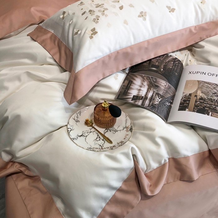 91家纺网 家纺一手货源 找家纺 馨蕊 2022新款100支高定系列四件套-蜜语 蜜语-月光白