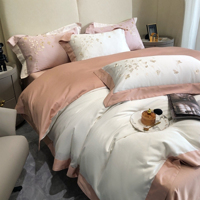 91家纺网 家纺一手货源 找家纺 馨蕊 2022新款100支高定系列四件套-蜜语 蜜语-月光白