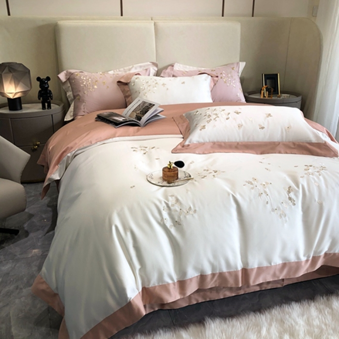 91家纺网 家纺一手货源 找家纺 馨蕊 2022新款100支高定系列四件套-蜜语 蜜语-月光白