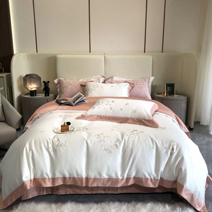 91家纺网 家纺一手货源 找家纺 馨蕊 2022新款100支高定系列四件套-蜜语 蜜语-月光白