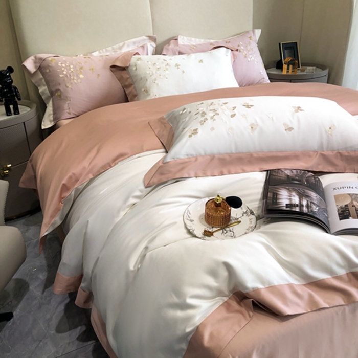 91家纺网 家纺一手货源 找家纺 馨蕊 2022新款100支高定系列四件套-蜜语 蜜语-月光白