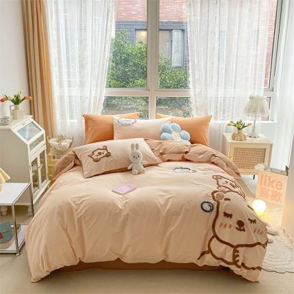 91家纺网 家纺一手货源 找家纺 （总）鼎飞 2022新款全棉水洗棉卡通大板绣花四件套