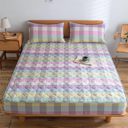 91家纺网 家纺一手货源 找家纺 蓝巢 2022新款全棉水洗棉加棉床笠 彩虹糖