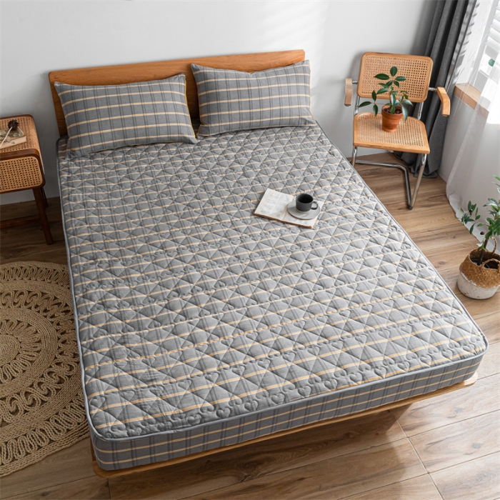 91家纺网 家纺一手货源 找家纺 蓝巢 2022新款全棉水洗棉加棉床笠 宝曼灰