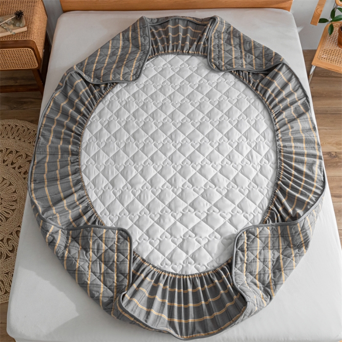 91家纺网 家纺一手货源 找家纺 蓝巢 2022新款全棉水洗棉加棉床笠 宝曼灰