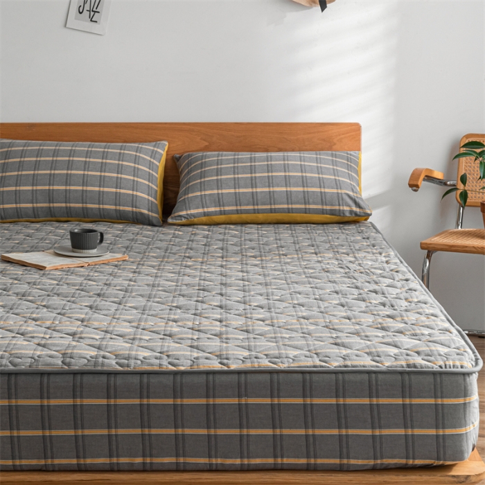 91家纺网 家纺一手货源 找家纺 蓝巢 2022新款全棉水洗棉加棉床笠 宝曼灰