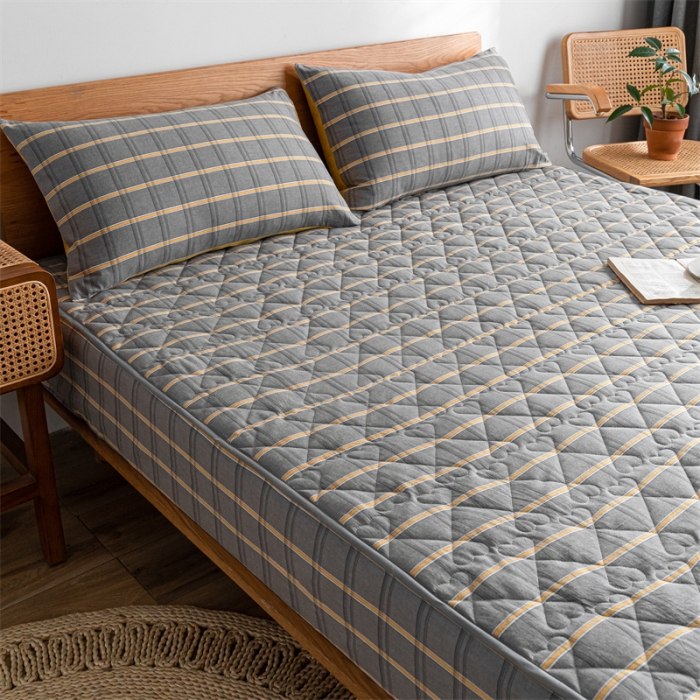 91家纺网 家纺一手货源 找家纺 蓝巢 2022新款全棉水洗棉加棉床笠 宝曼灰