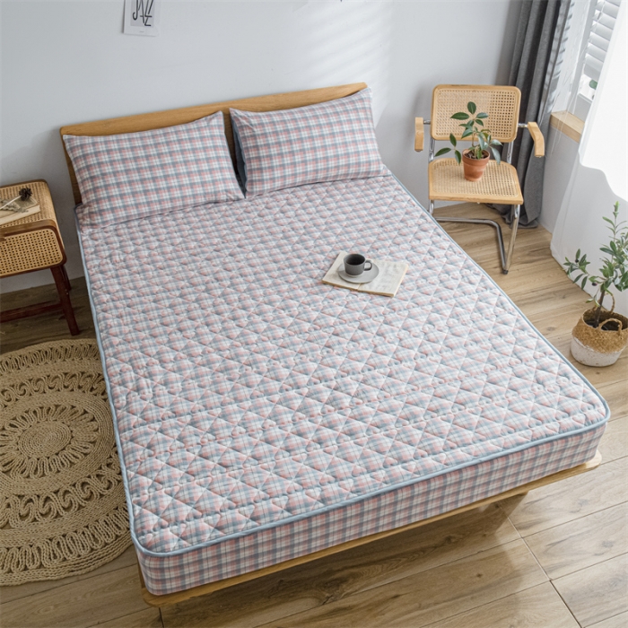 91家纺网 家纺一手货源 找家纺 蓝巢 2022新款全棉水洗棉加棉床笠 贝拉粉