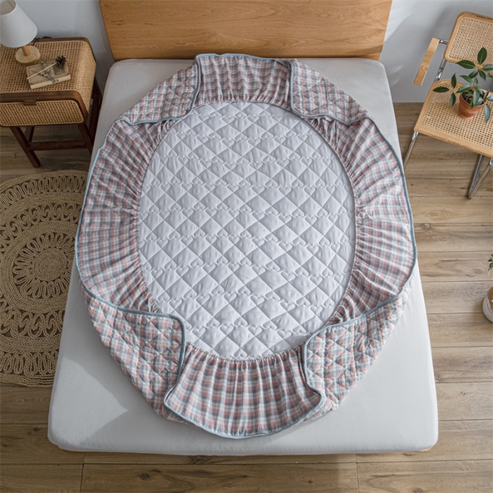 91家纺网 家纺一手货源 找家纺 蓝巢 2022新款全棉水洗棉加棉床笠 贝拉粉