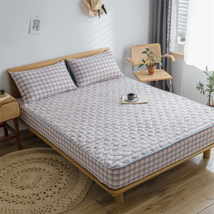 91家纺网 家纺一手货源 找家纺 蓝巢 2022新款全棉水洗棉加棉床笠 贝拉粉