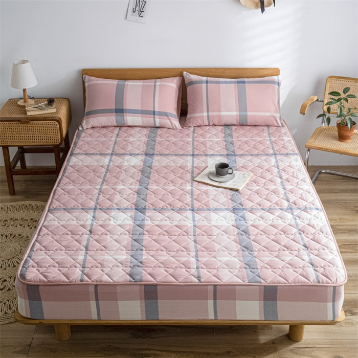 91家纺网 家纺一手货源 找家纺 蓝巢 2022新款全棉水洗棉加棉床笠 格调粉