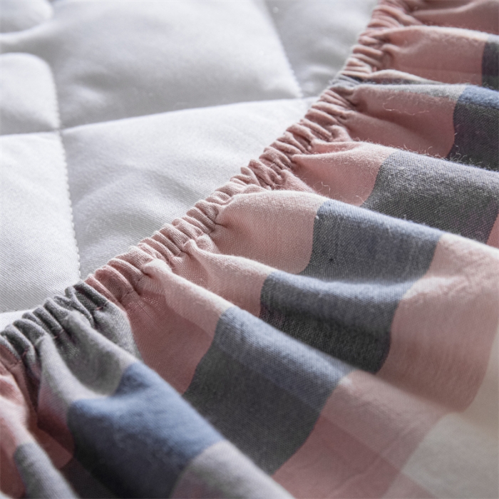 91家纺网 家纺一手货源 找家纺 蓝巢 2022新款全棉水洗棉加棉床笠 格调粉