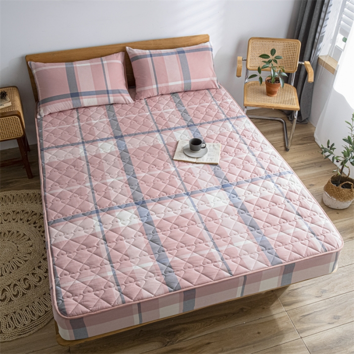 91家纺网 家纺一手货源 找家纺 蓝巢 2022新款全棉水洗棉加棉床笠 格调粉