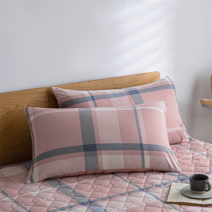 91家纺网 家纺一手货源 找家纺 蓝巢 2022新款全棉水洗棉加棉床笠 格调粉