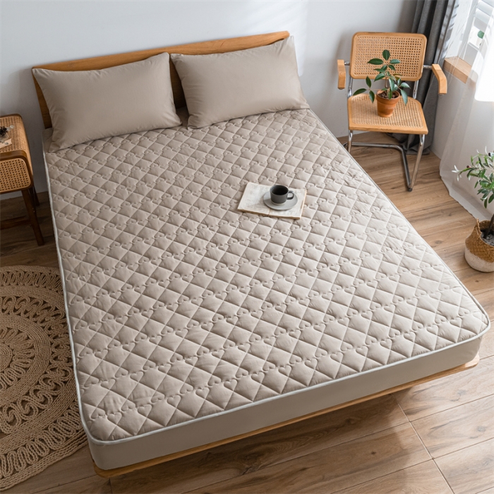 91家纺网 家纺一手货源 找家纺 蓝巢 2022新款全棉水洗棉加棉床笠 卡其