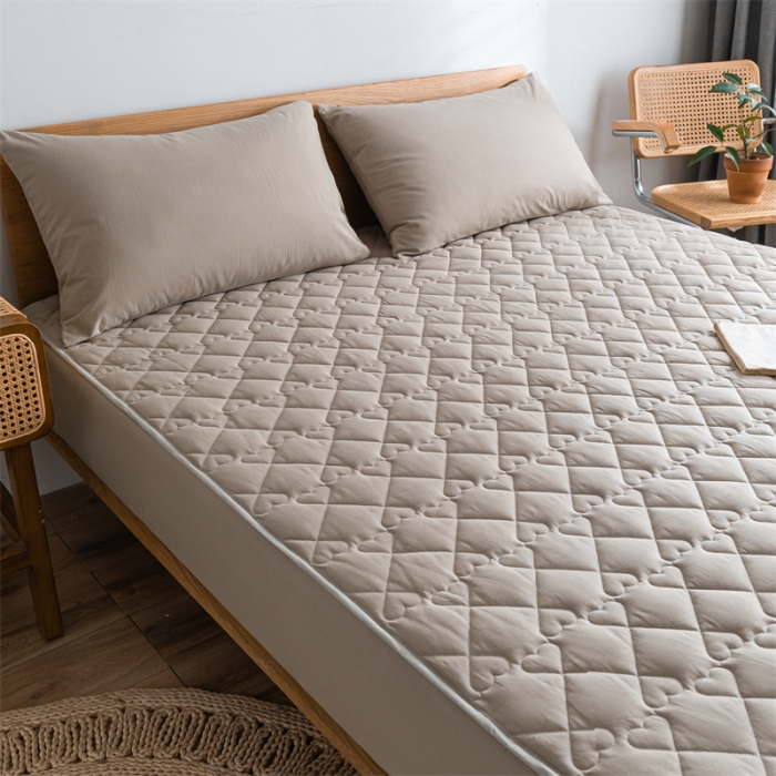 91家纺网 家纺一手货源 找家纺 蓝巢 2022新款全棉水洗棉加棉床笠 卡其