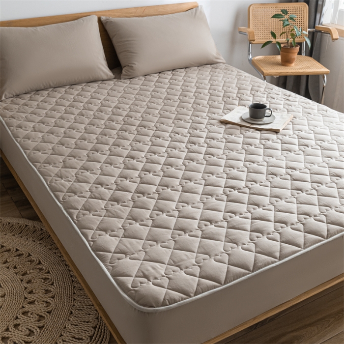 91家纺网 家纺一手货源 找家纺 蓝巢 2022新款全棉水洗棉加棉床笠 卡其