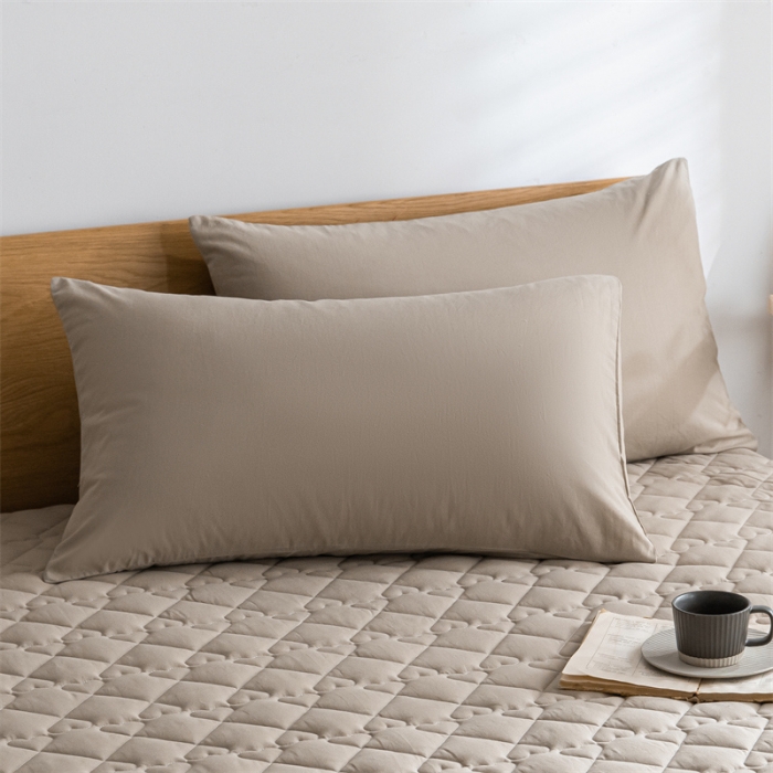 91家纺网 家纺一手货源 找家纺 蓝巢 2022新款全棉水洗棉加棉床笠 卡其