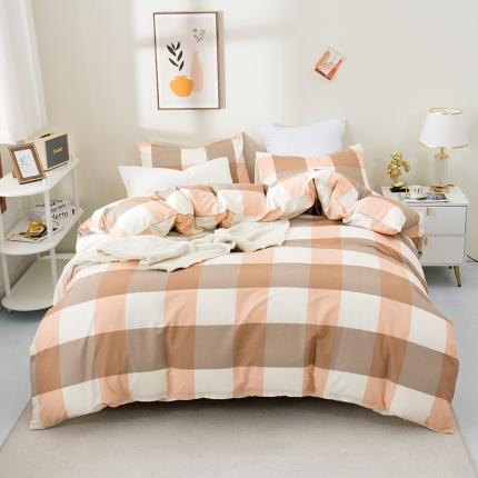 91家纺网 家纺一手货源 找家纺 柠萌 2022新款全棉13372无印良品风格北欧风四件套 萌玉大格