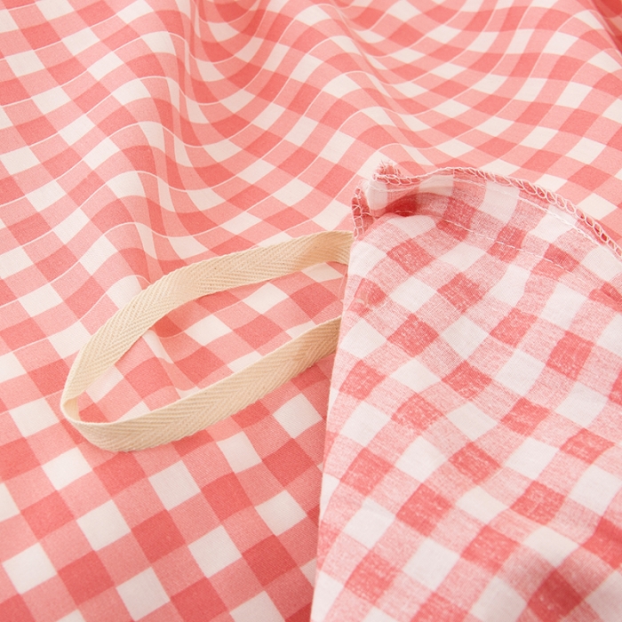 91家纺网 家纺一手货源 找家纺 柠萌 2022新款全棉13372无印良品风格北欧风四件套 萌粉小格