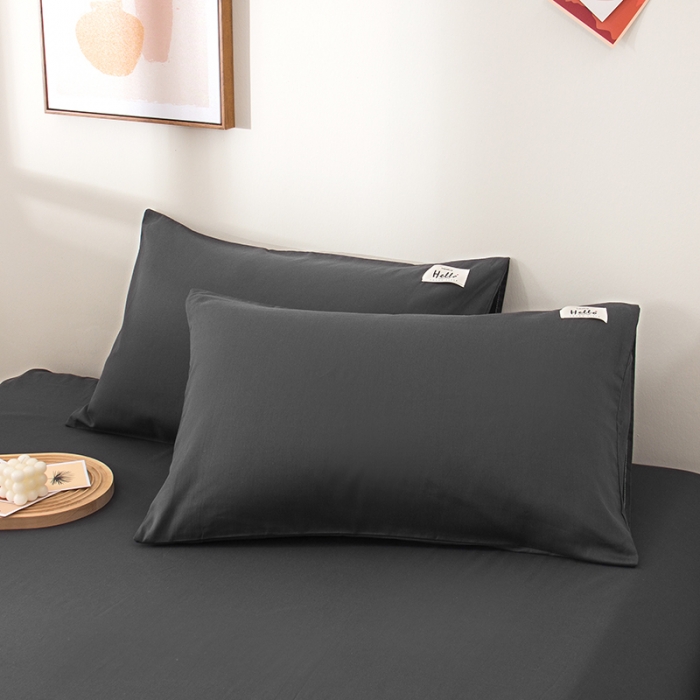 91家纺网 家纺一手货源 找家纺 柠萌 2022新款全棉13372无印良品风格北欧风四件套 萌黑灰