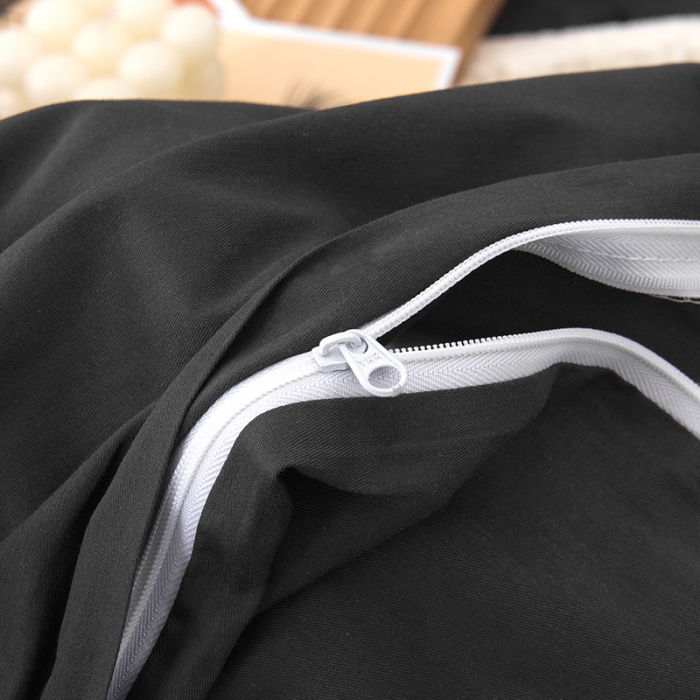 91家纺网 家纺一手货源 找家纺 柠萌 2022新款全棉13372无印良品风格北欧风四件套 萌黑灰