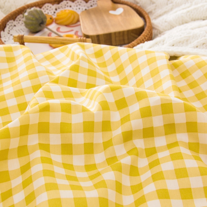 91家纺网 家纺一手货源 找家纺 柠萌 2022新款全棉13372无印良品风格北欧风四件套 萌黄小格