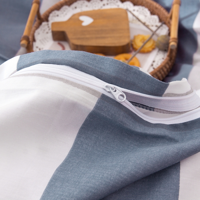 91家纺网 家纺一手货源 找家纺 柠萌 2022新款全棉13372无印良品风格北欧风四件套 萌蓝大格