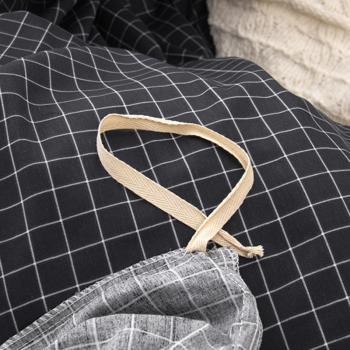 91家纺网 家纺一手货源 找家纺 柠萌 2022新款全棉13372无印良品风格北欧风四件套 萌小灰格