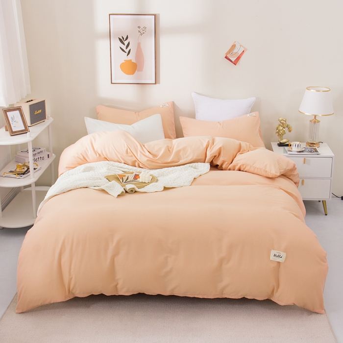 91家纺网 家纺一手货源 找家纺 柠萌 2022新款全棉13372无印良品风格北欧风四件套 萌玉粉