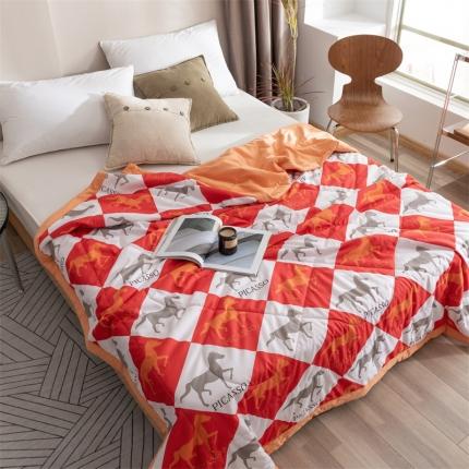 91家纺网 家纺一手货源 找家纺 2023水洗棉夏被小清新印花馨明被业夏凉被空调被夏被 巴赫