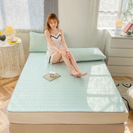 91家纺网 家纺一手货源 找家纺 柒月 2022小清新乳胶凉席 浅绿