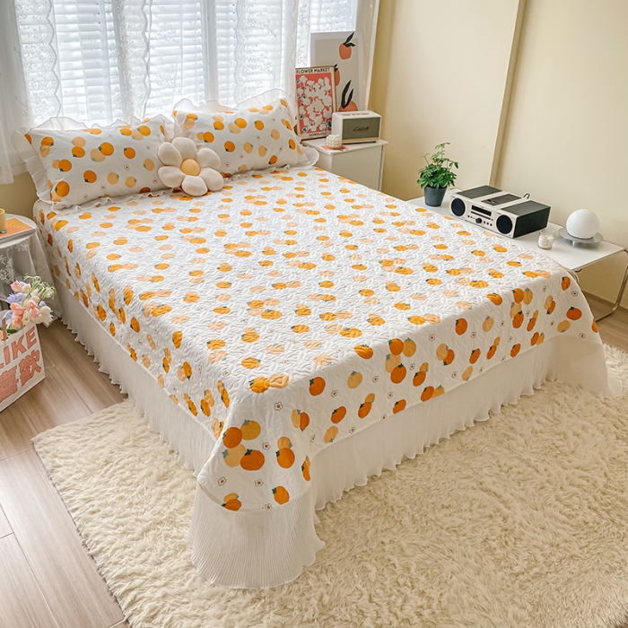 91家纺网 家纺一手货源 找家纺 简宜家居2022新款纯棉夹棉单品床盖 橙意园